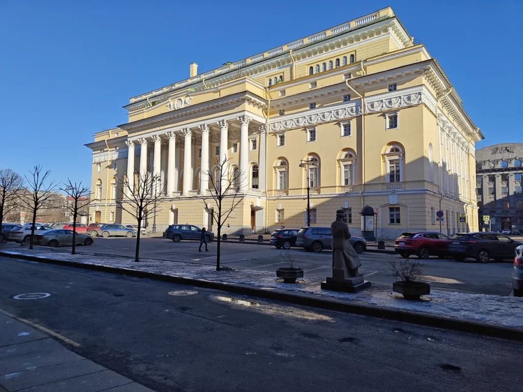 Alexandrinsky Theatre in Saint Petersburg, Russia — one of the city's most iconic neoclassical landmarks on Nevsky Prospekt