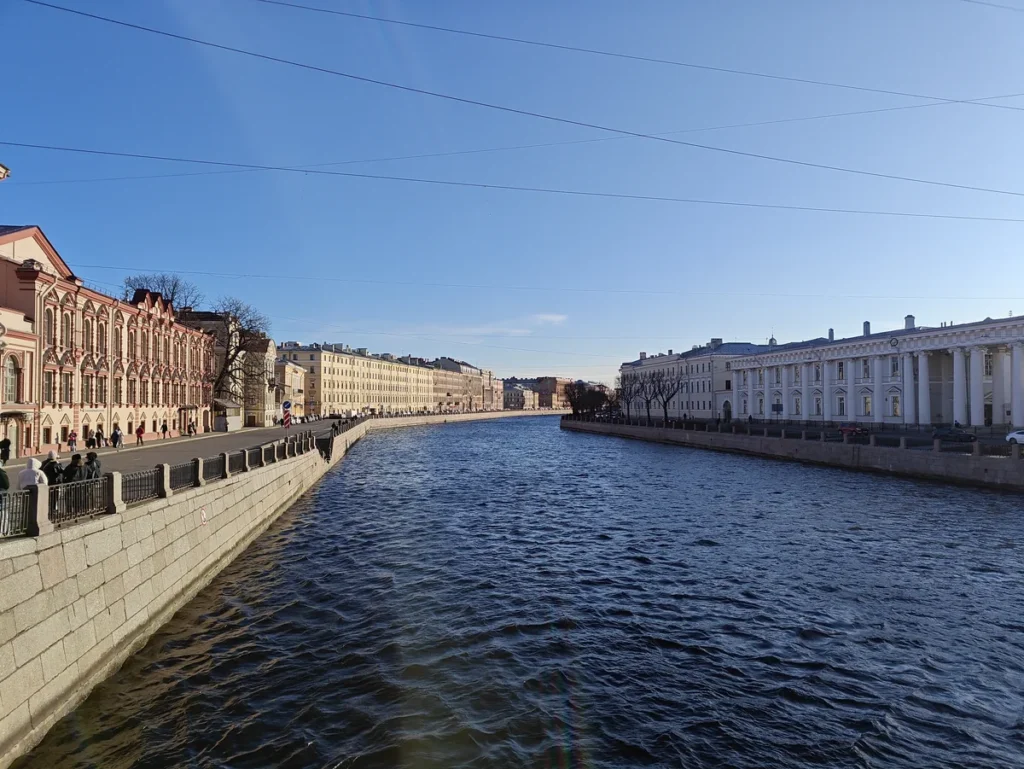 Fontanka River in Saint Petersburg, Russia in spring — residential embankment in the city centre