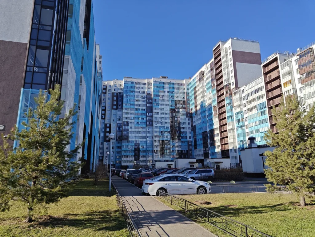 Residential apartment buildings in Saint Petersburg, Russia — typical housing for foreign nationals on a Russian residence permit